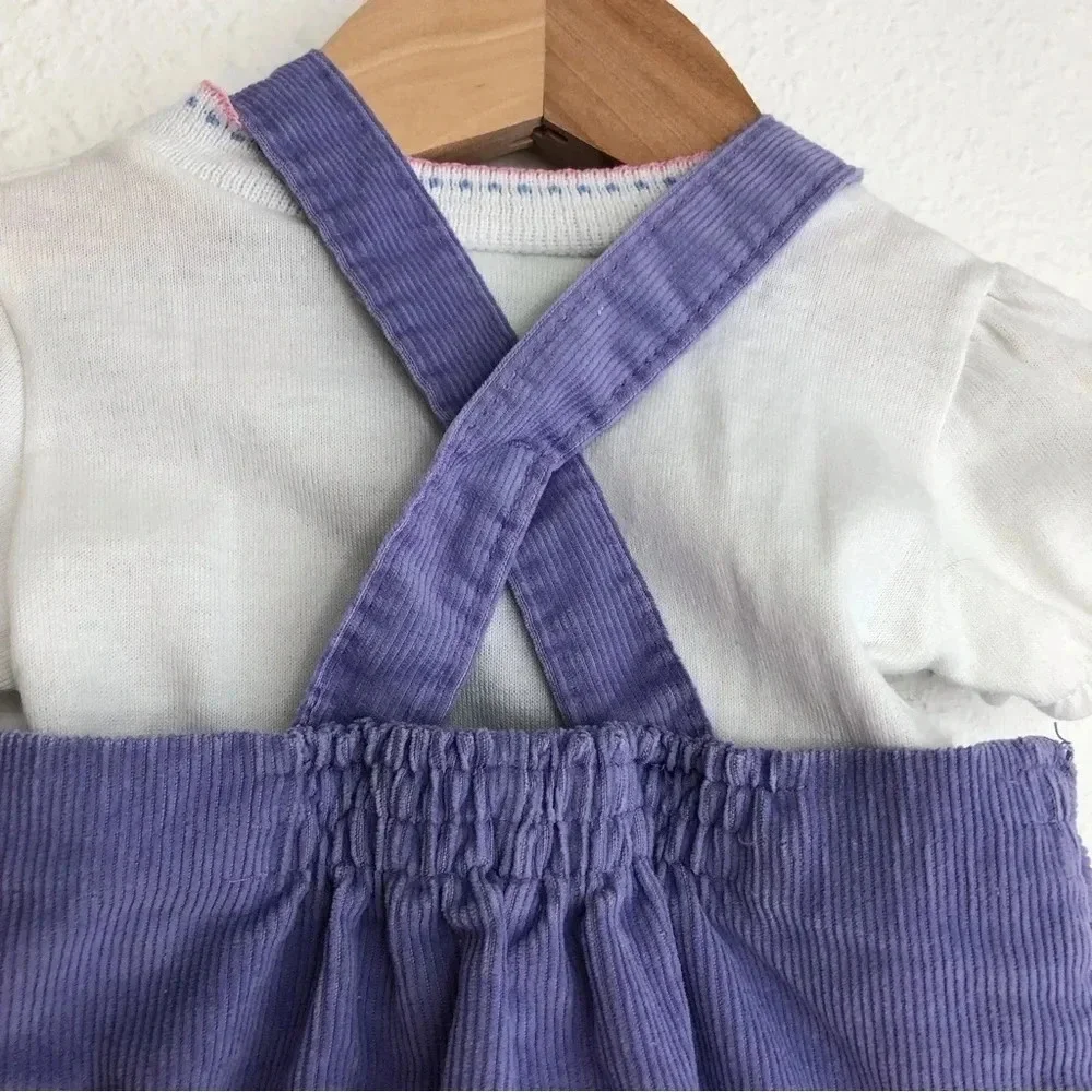 Vintage Health-Tex‎ matching set lavender footie overalls w/ clown tee 3 months